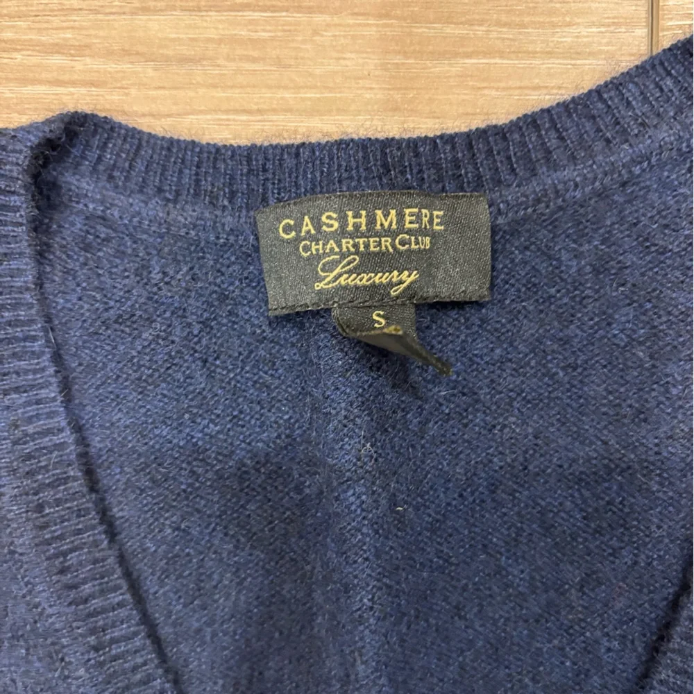 Charter Club Navy Blue Cashmere V-Neck Sweater - Picture 5 of 6